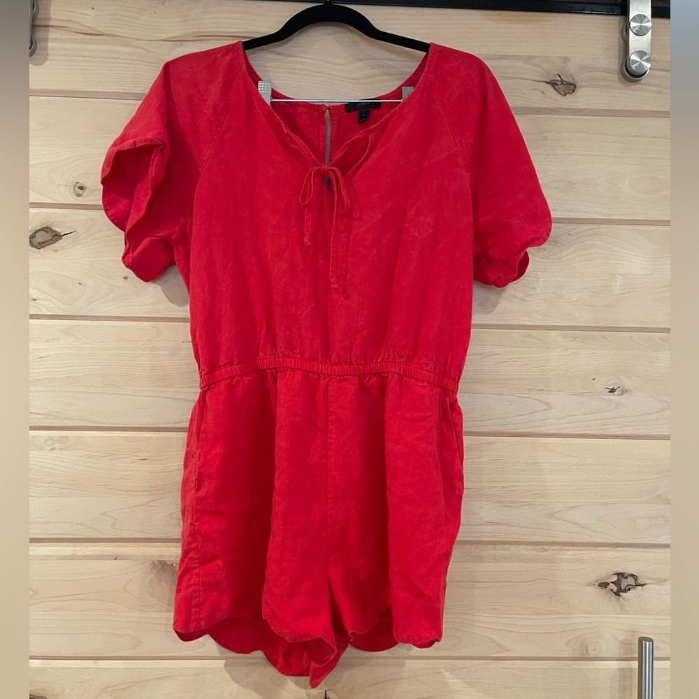 Used JCrew Scalloped Romper - Red - Size Small - Flame